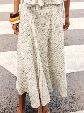 Zara Embroidered Plaid Skirt